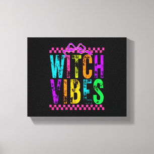 Hexen-Vibes Halloween-Neon-Karo-Bogen Leinwanddruck