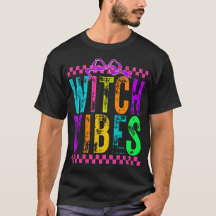 Hexen-Vibes Halloween-Neon-Karo-Schleife T-Shirt