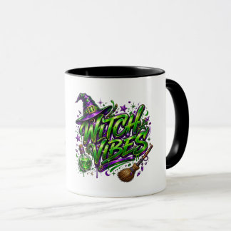 Hexen-Vibes Neon-Grün und Lila Witchcore Halloween Tasse
