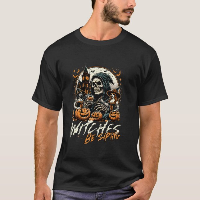 Hexen wischen erwachsenes Kind beim Niedlichen Hal T-Shirt (Vorderseite)