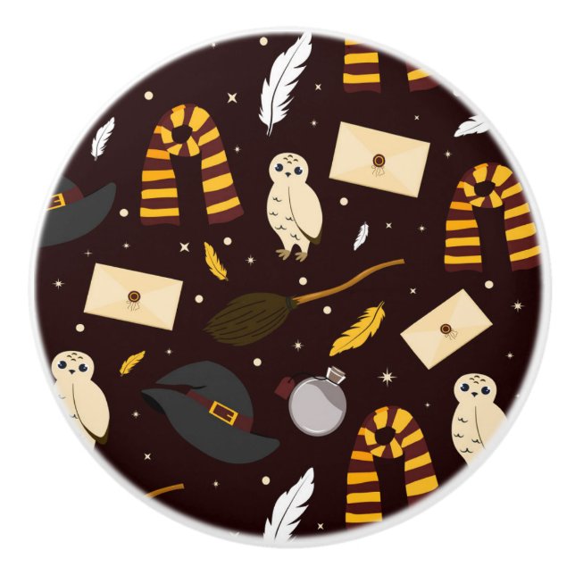 Hexen, Zauberer und Zaubermuster Keramikknauf (Vorderseite)