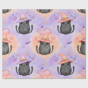 Hexenbart – Pastell-Halloween-Katzenmuster Geschenkpapier