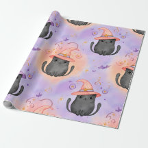 Hexenbart – Pastell-Halloween-Katzenmuster