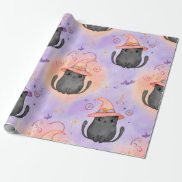 Hexenbart – Pastell-Halloween-Katzenmuster Geschenkpapier