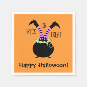 Hexenbeine in schwarzem Topf Frohes Halloween Serviette