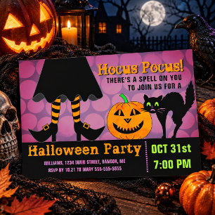 Hexenbeine Kürbis Katze Halloween-Party-Einladung Einladungspostkarte