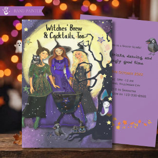 Hexenbraue Cocktails Halloween-Party-Einladung Einladung