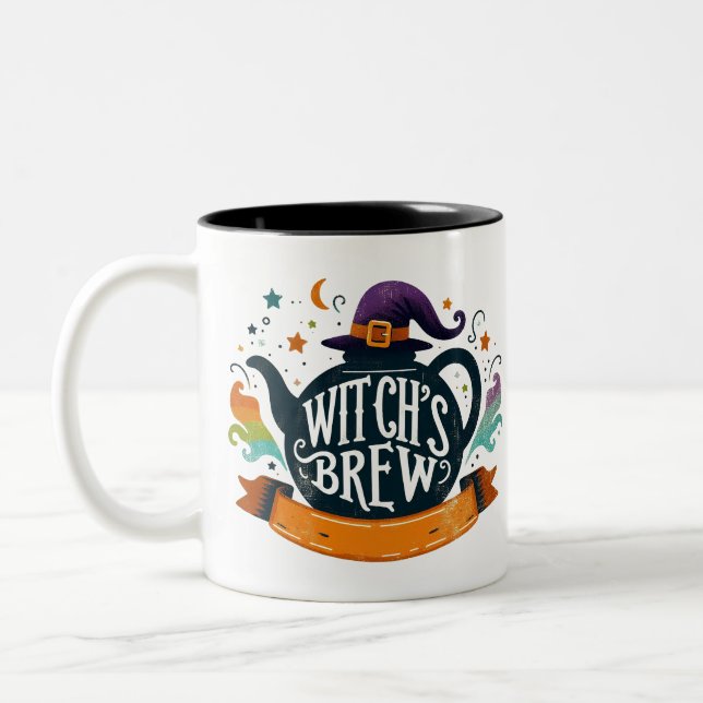 Hexenbrauen- Halloween Zweifarbige Tasse (Links)