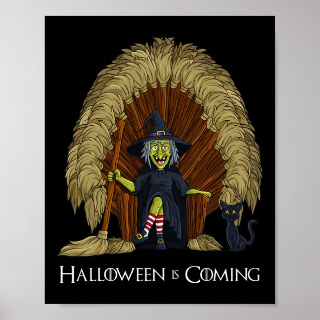 Hexenbrooms Throne Fun Halloween Girls Kinder Poster (Vorne)