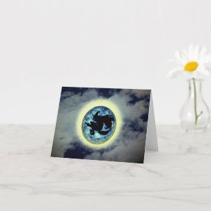 Hexenbroomstick Vollmond Halloween-Karte Karte