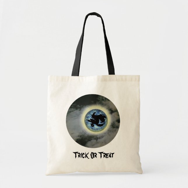 Hexenbroomstick Vollmond Halloween Tote Bag Tragetasche (Vorne)