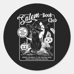 Hexenbuch-Club Booklet Retro Halloween Black Cat Runder Aufkleber