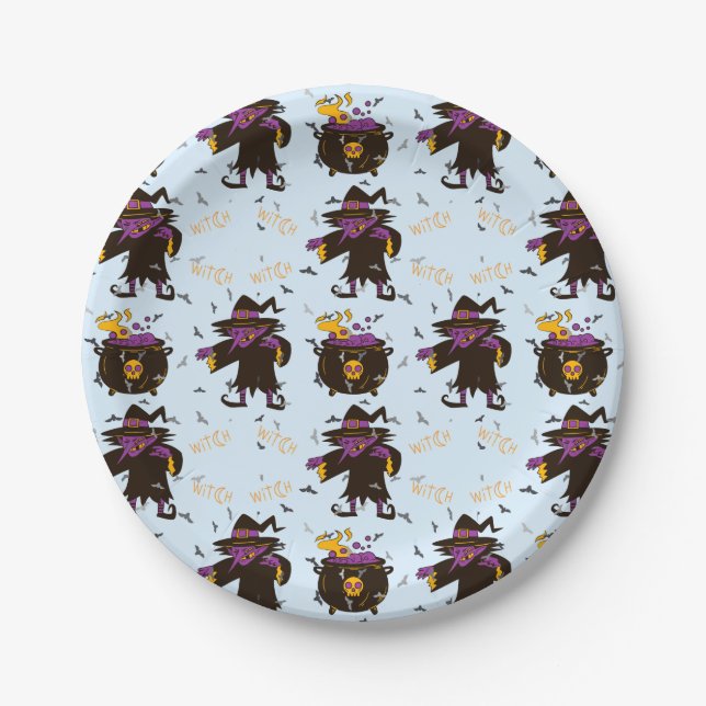 Hexencreme-Spooky-Halloween-Party Pappteller (Vorderseite)