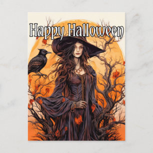 Hexendarstellung   Frohe Halloween Postkarte