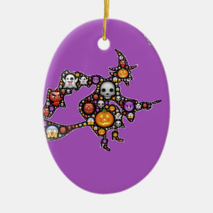 Hexenemoji Keramik Ornament