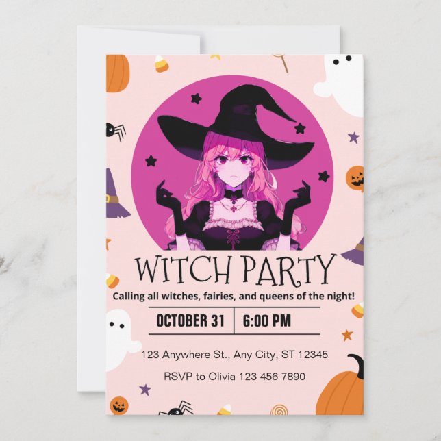 Hexenfeier Halloween-Party Einladung (Vorderseite)
