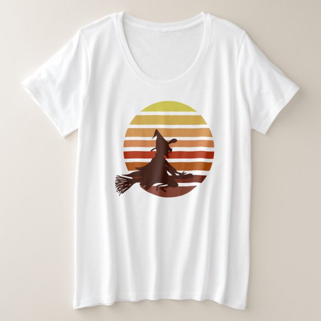 Hexenfliegen bei Sonnenuntergang Große Größe T-Shirt (Design vorne)