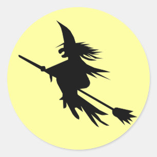 Hexenfliegende Silhouette   Halloween Stickers