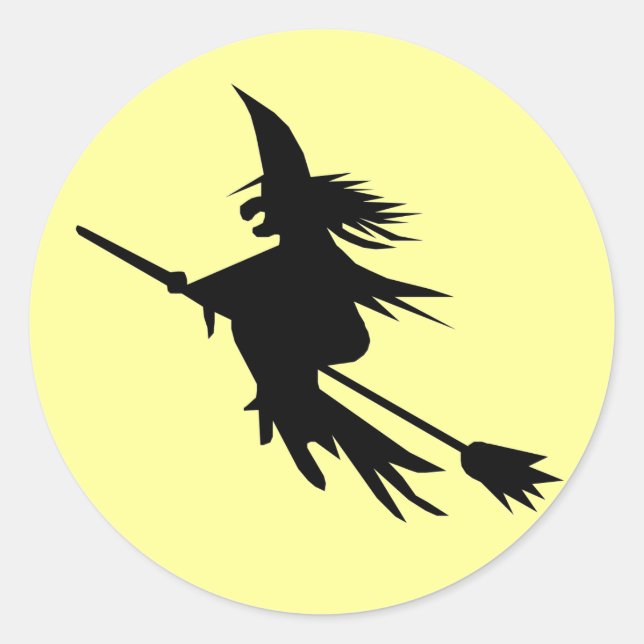 Hexenfliegende Silhouette | Halloween Stickers (Vorderseite)