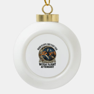 Hexenflugbegleiterin Halloween Besen brach Design Keramik Kugel-Ornament