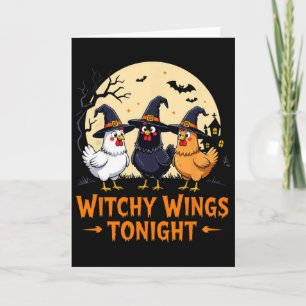 Hexenflügel heute Abend Lustiges Huhn Halloween Mo Karte