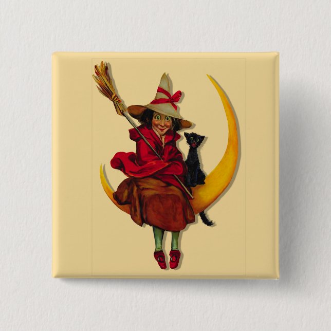 Hexenfrau-Knopf Button (Vorderseite)