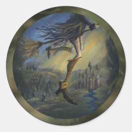 Hexenfrau Runder Aufkleber