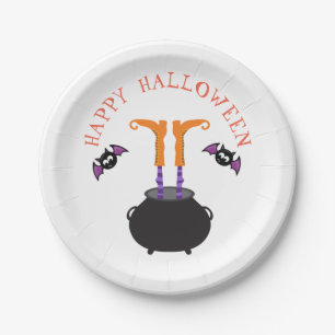 Hexenfüße in Cauldron Halloween Pappteller