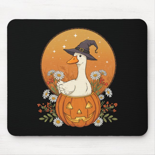 Hexengänse Halloween Pumpkin Blume Niedlich Funny Mousepad (Vorne)