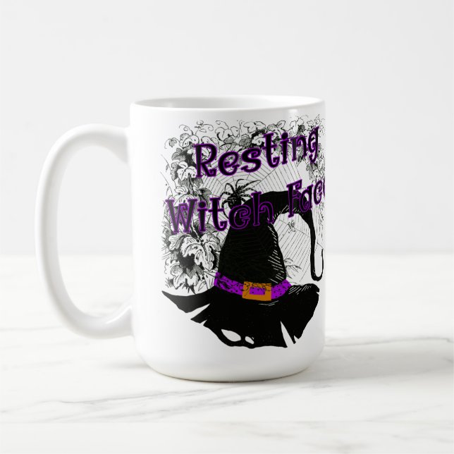 Hexengesicht - Halloween-Spinnennetz Kaffeetasse (Links)