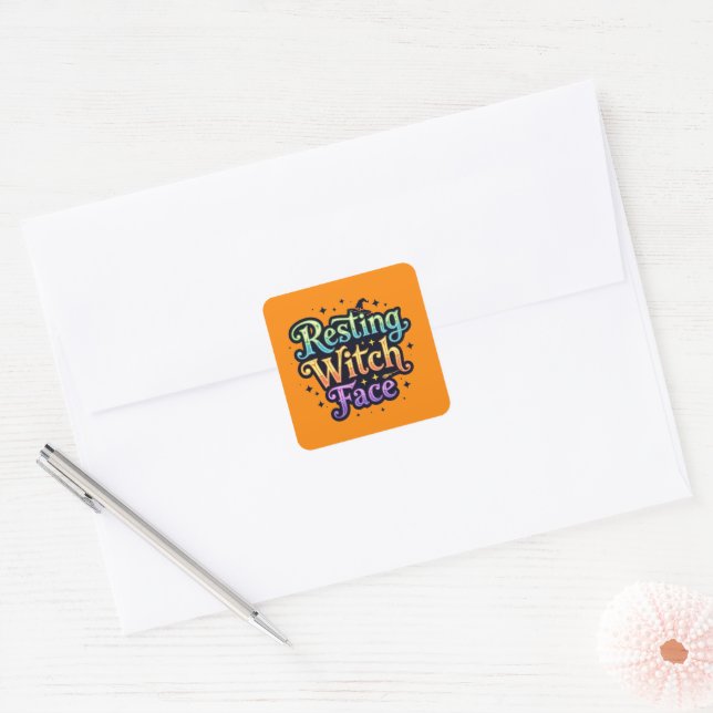 Hexengesicht Quadratischer Aufkleber (Umschlag)