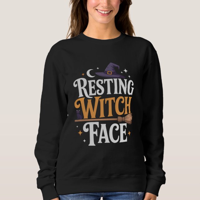 Hexengesicht - stilvolles und unheimliches Hallowe Sweatshirt (Vorderseite)