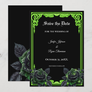 Hexenhaft grüner Glow Gothic Hochzeit Termin vorme Ankündigung