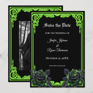 Hexenhaft grüner Glow Gothic Hochzeit Termin vorme Ankündigung