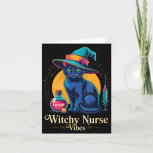 Hexenhafte Krankenschwester-Vibes schwarze Katze H Karte
