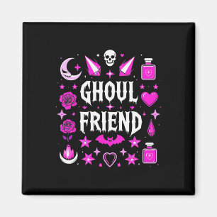 Hexenhafte pinke Ghoul-Freundin Halloween-Collage Magnet