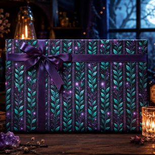 Hexenhaftes, schimmerndes, botanisches Floral im Z Geschenkpapier