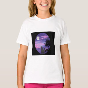 Hexenhaftes schwarzes Kätzchen & Lila Mond Zelti T-Shirt