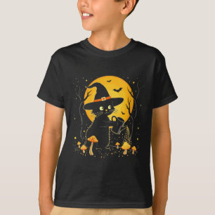 Hexenhaftes schwarzes Katzen-Garten-T-Shirt mit Pi T-Shirt