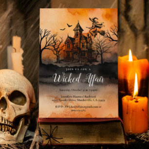 Hexenhaus Grusel Halloween-Party Einladung