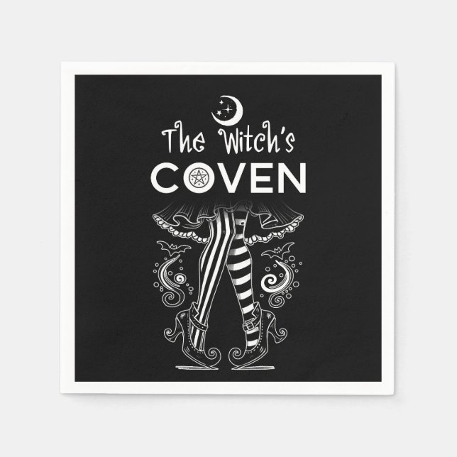 Hexenhecht Schwarz-weißes Halloween Serviette (Vorderseite)