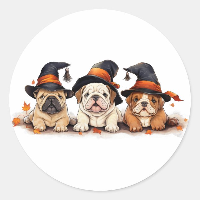 Hexenhunde Halloween Runder Aufkleber (Vorderseite)