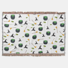 Hexenhut Broom Caldron Halloween Muster Decke