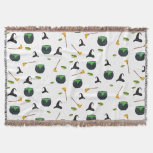 Hexenhut Broom Caldron Halloween Muster Decke