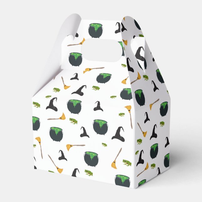 Hexenhut Broom Caldron Halloween Muster Geschenkschachtel (Vorderseite)