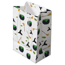 Hexenhut Broom Caldron Halloween Muster Mittlere Geschenktüte