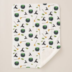 Hexenhut Broom Caldron Halloween Muster Sherpadecke