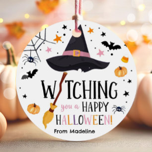 Hexenhut Broom Happy Halloween Spiderweb Spooky Geschenkanhänger