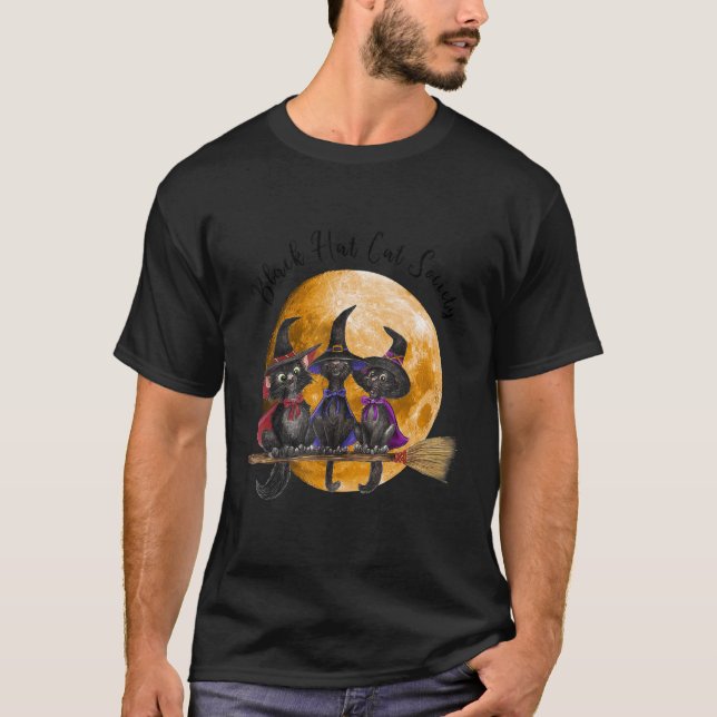 Hexenhut Cat Society Halloween T-Shirt (Vorderseite)