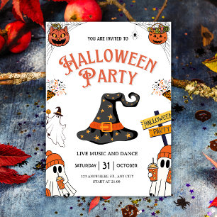 Hexenhut & Geisterhut Halloween-Party Einladung